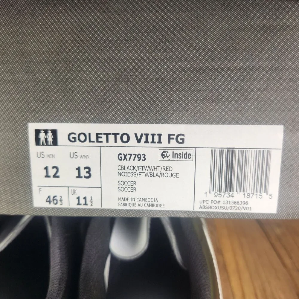 Adidas Goletto VIII FG Mens Sz 12 Black White Athletic Soccer Cleats Boot GX7793